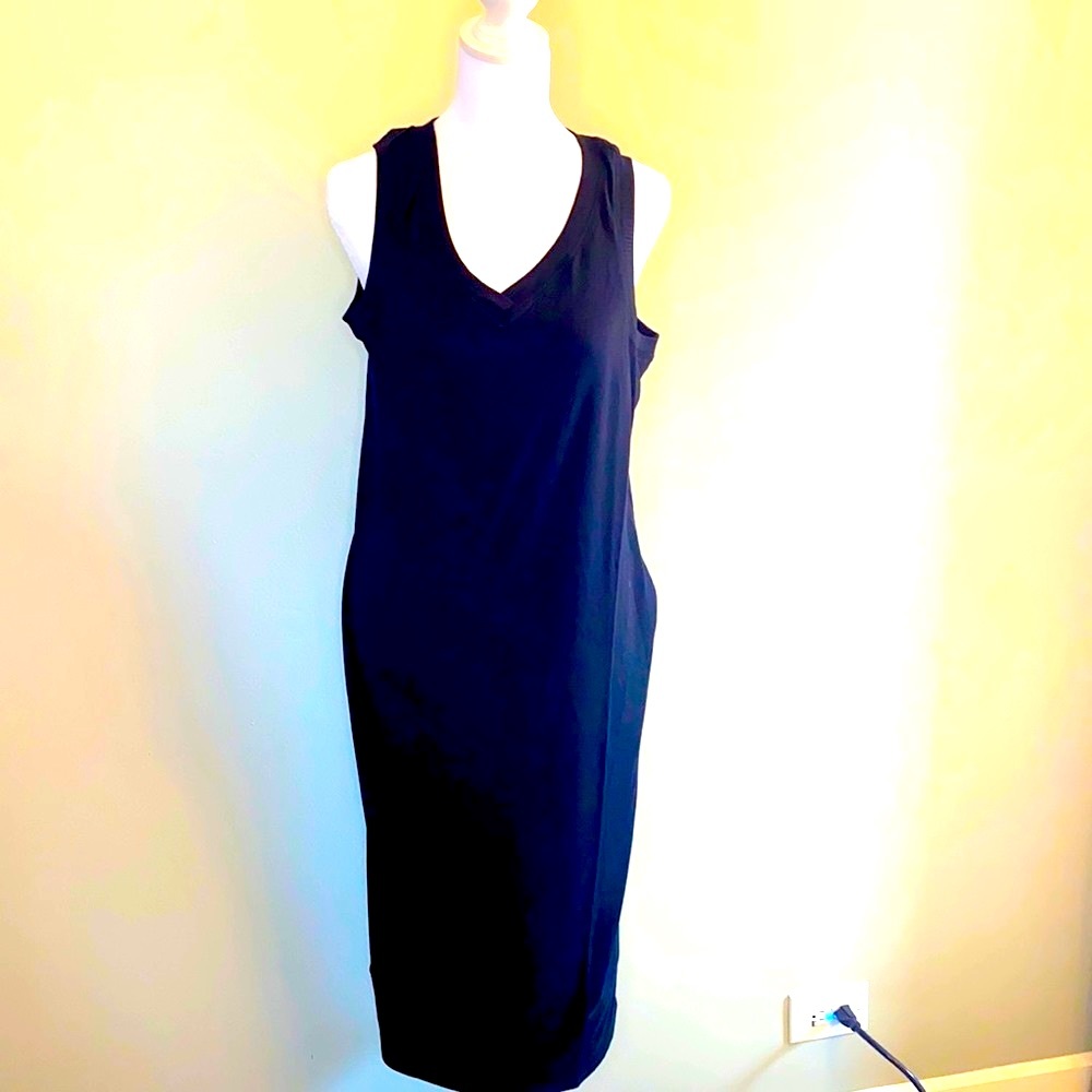 Maxi Dress Sleeveless Cozy Knit Black High Low